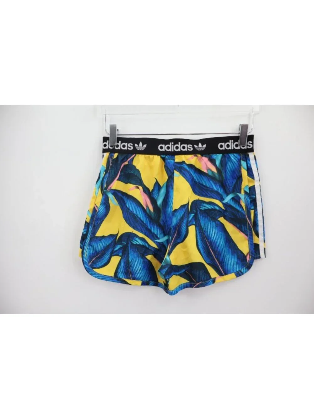 Adidas x Farm Rio Blue Yellow Palm Leaf Shorts Size Small Women Running
